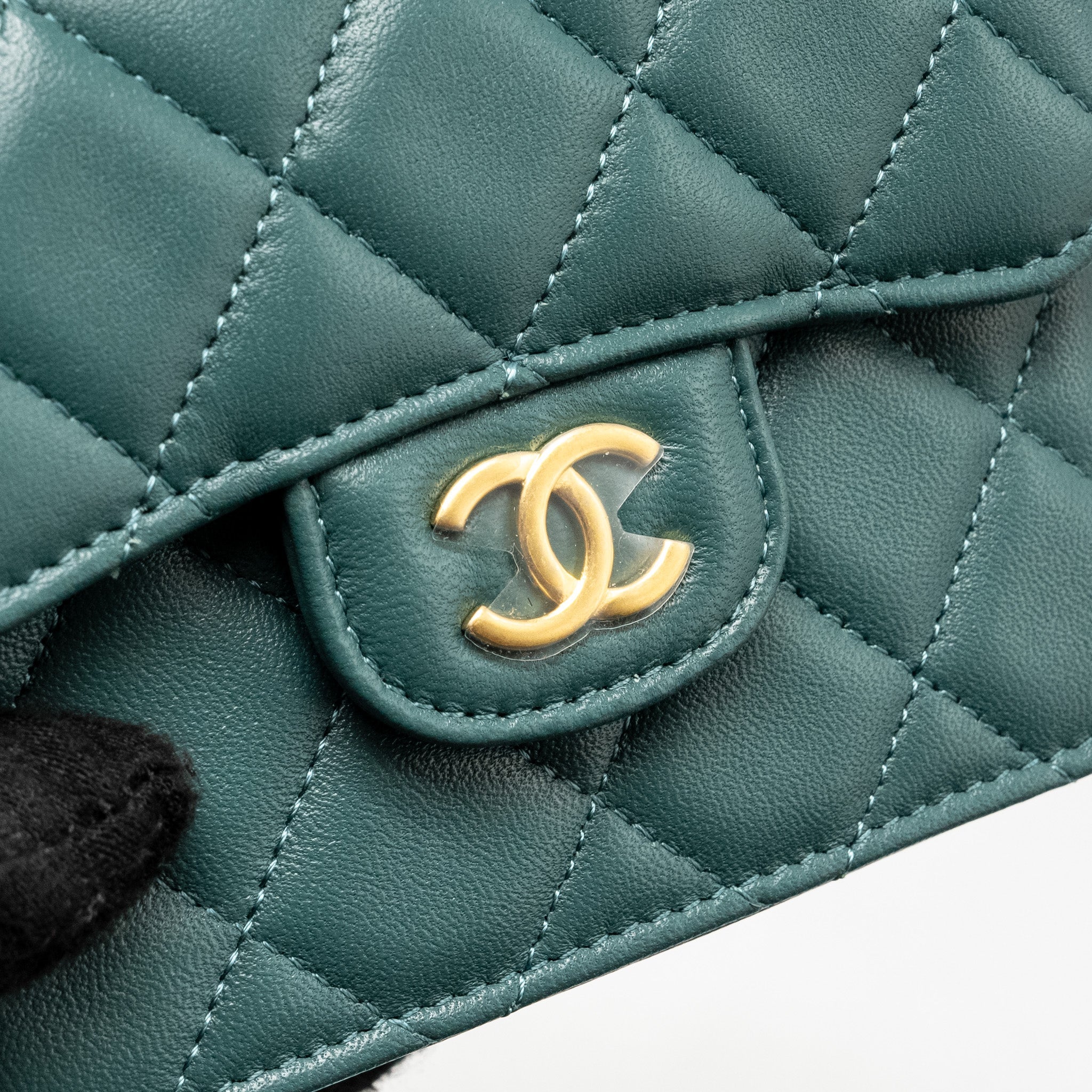 Chanel top handle mini flap bag lambskin Green