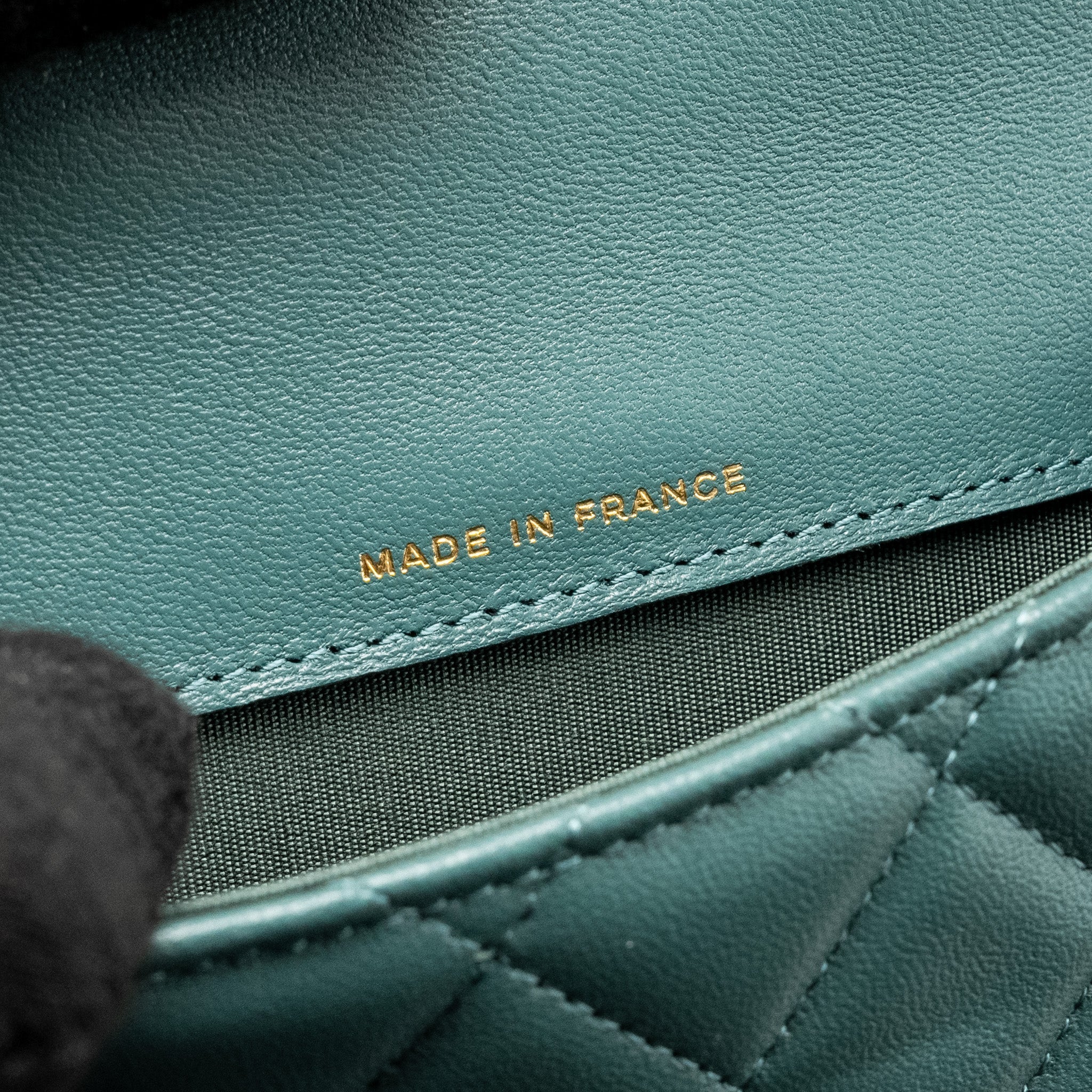Chanel top handle mini flap bag lambskin Green