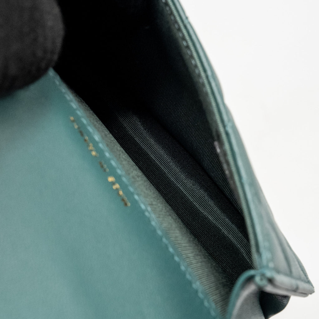 Chanel top handle mini flap bag lambskin Green