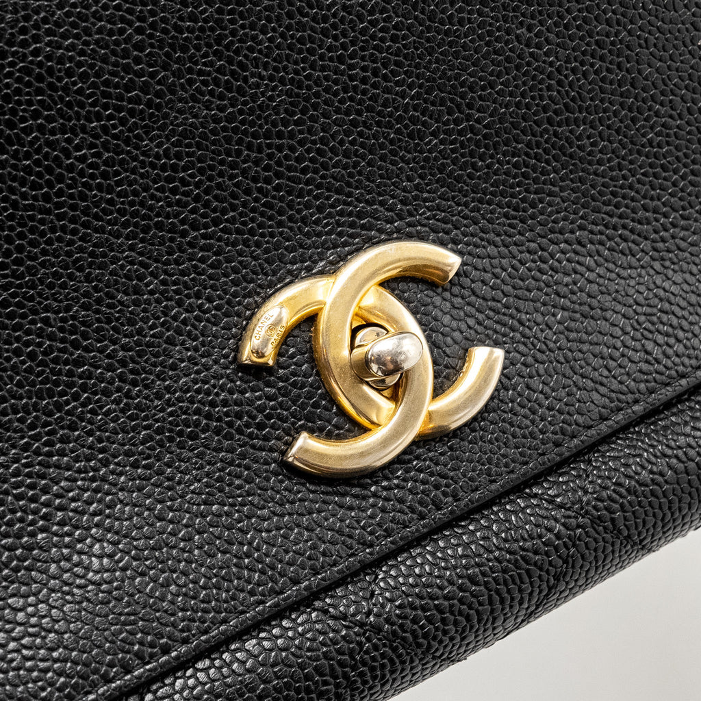 Chanel Large Top Handle Flap Bag Grained Calfskin Black