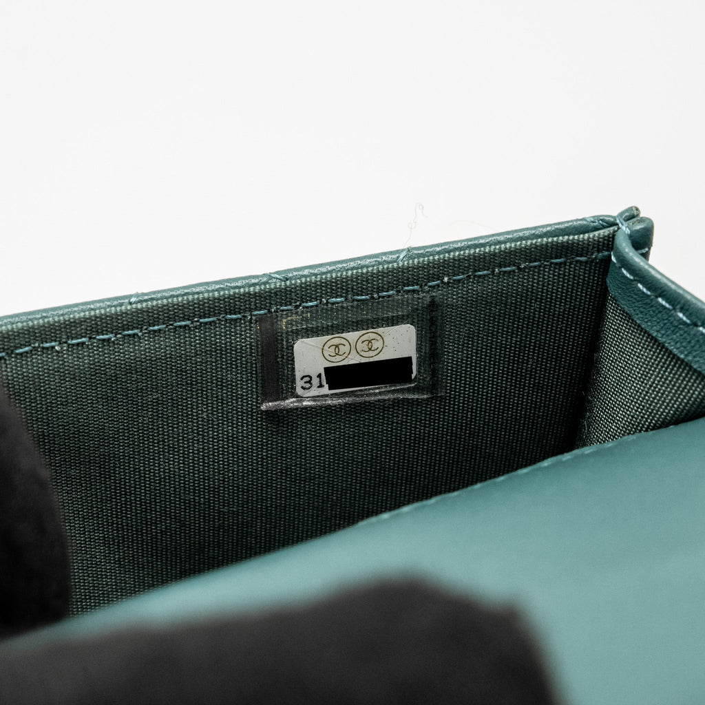 Chanel top handle mini flap bag lambskin Green