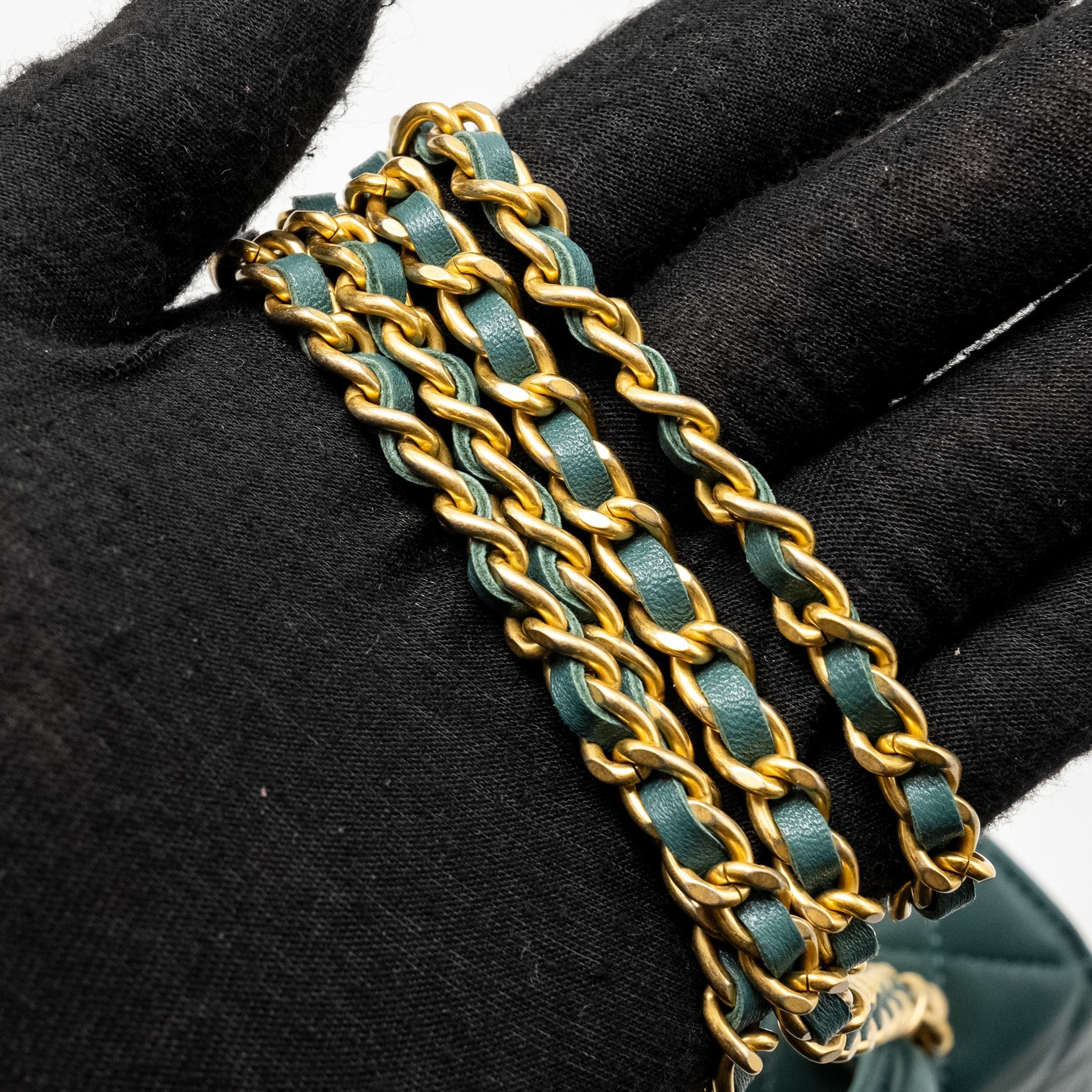 Chanel top handle mini flap bag lambskin Green