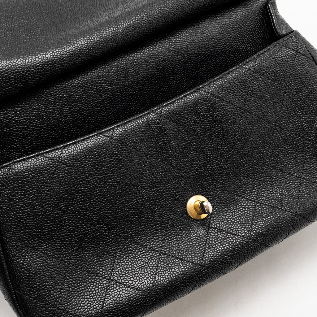 Chanel Large Top Handle Flap Bag Grained Calfskin Black