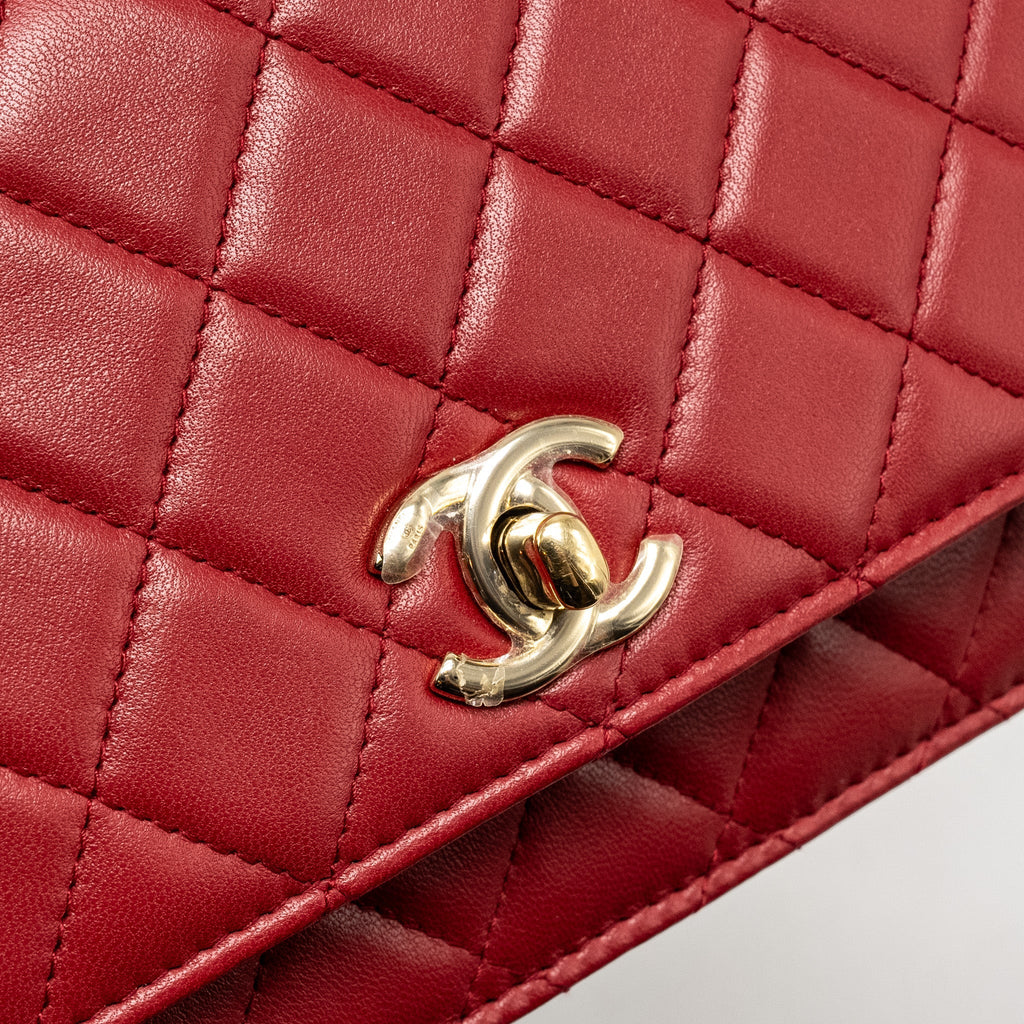 Chanel Trendy CC Wallet On Chain Lambskin Red L
