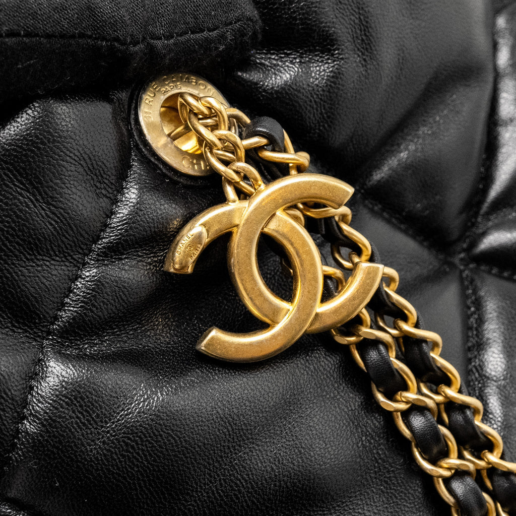 Chanel New York Bowling Bag Quilted Lambskin Black