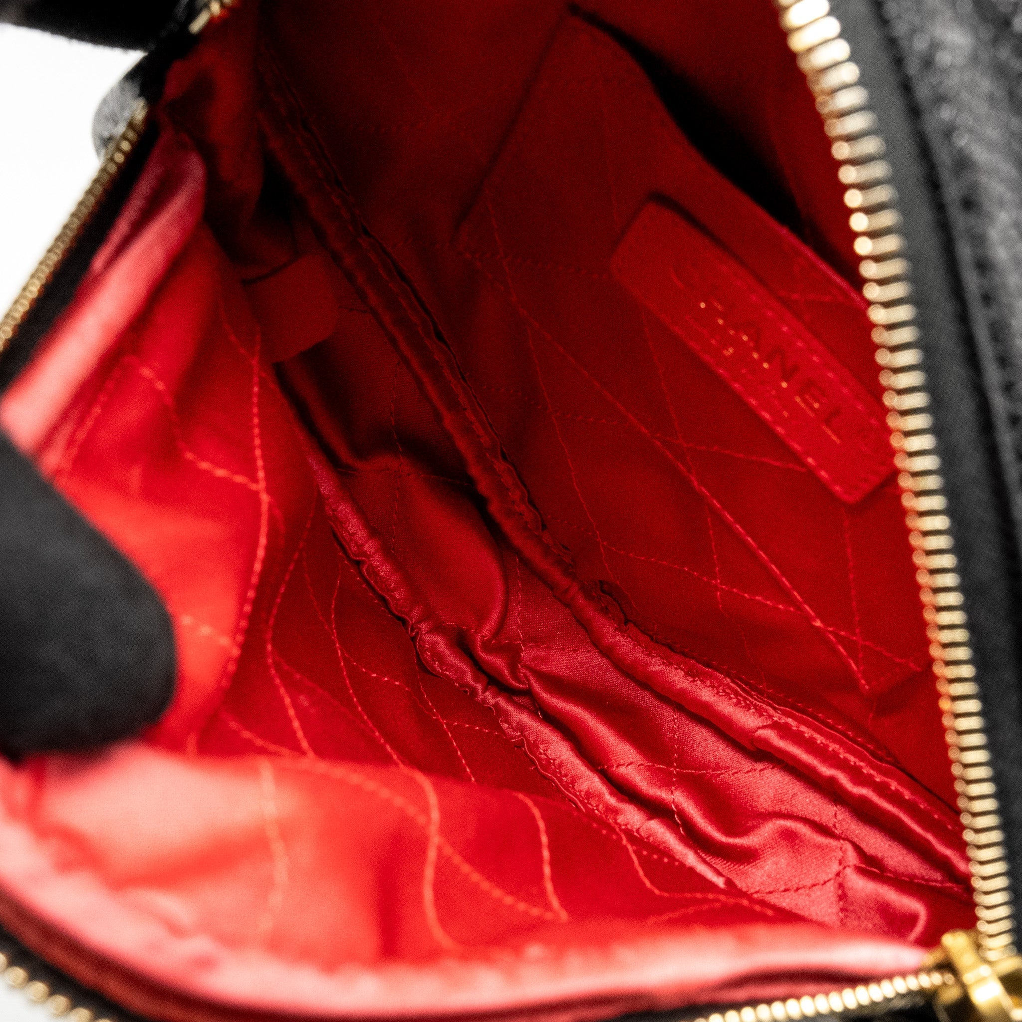 Chanel Quilted shape chain bag caviar black