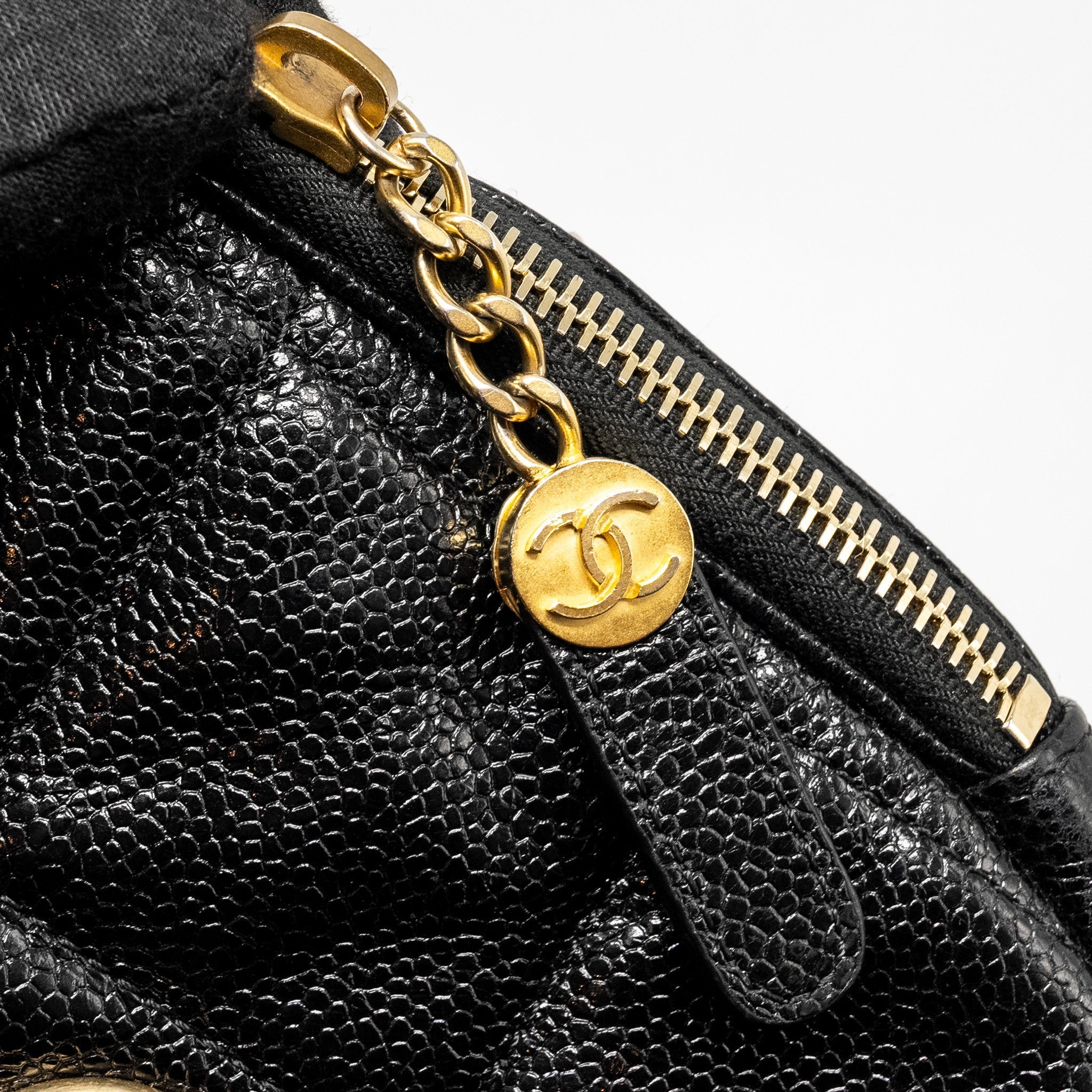 Chanel Quilted shape chain bag caviar black