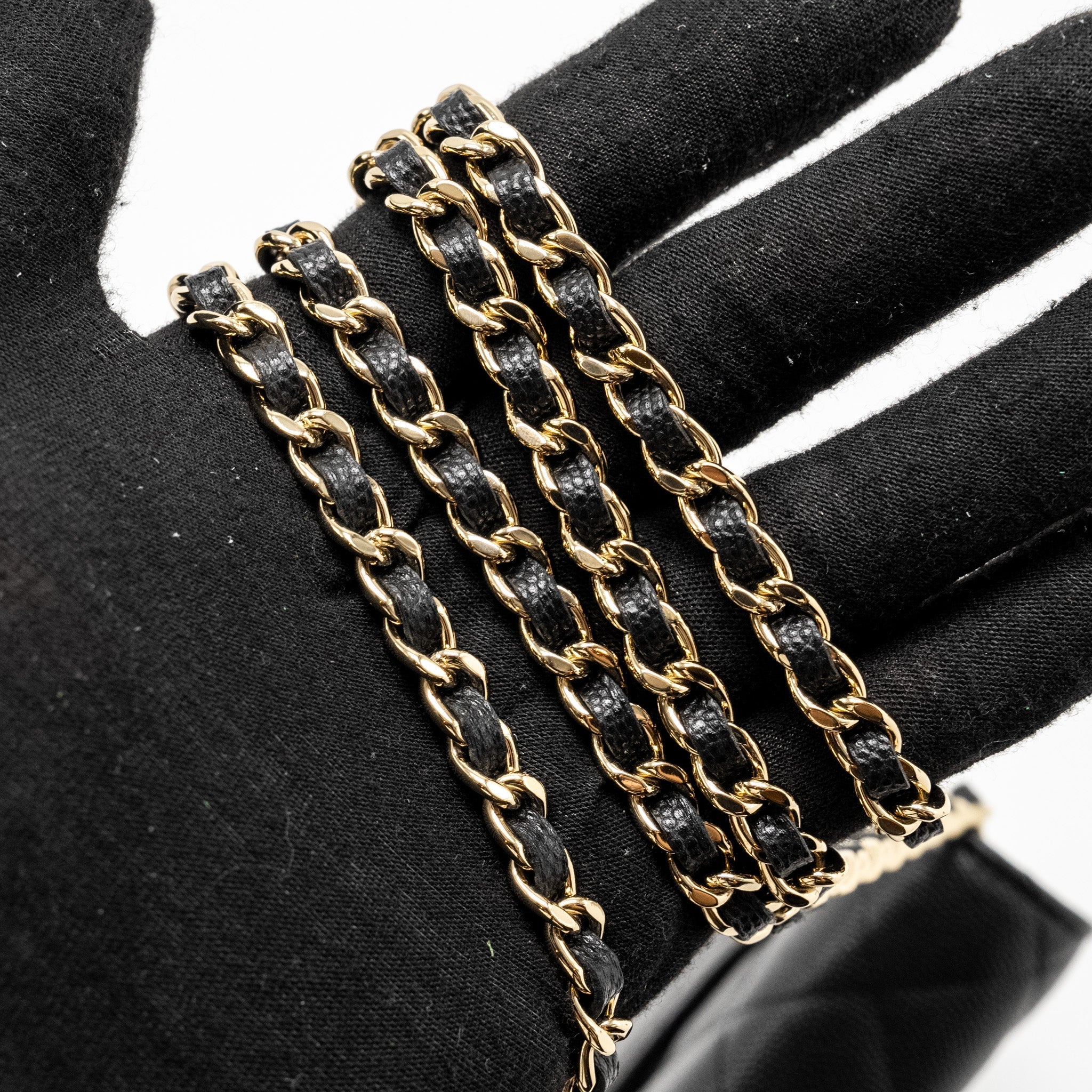 Chanel Detailed CC Logo Wallet on Chain Caviar Black L (Microchip)