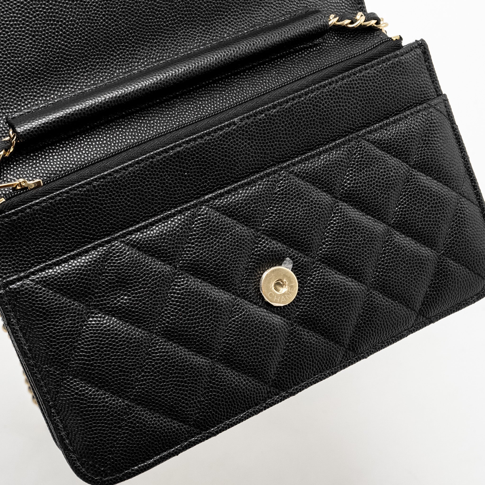 Chanel Detailed CC Logo Wallet on Chain Caviar Black L (Microchip)