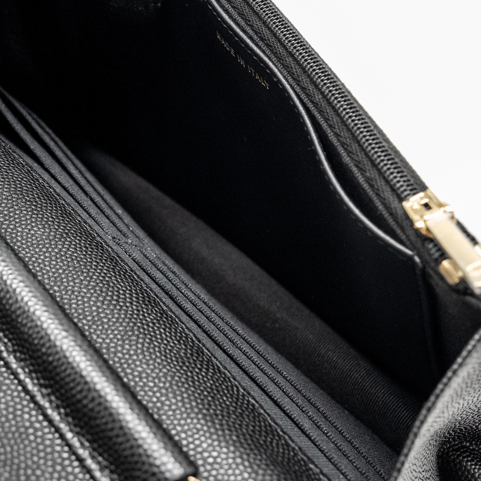 Chanel Detailed CC Logo Wallet on Chain Caviar Black L (Microchip)