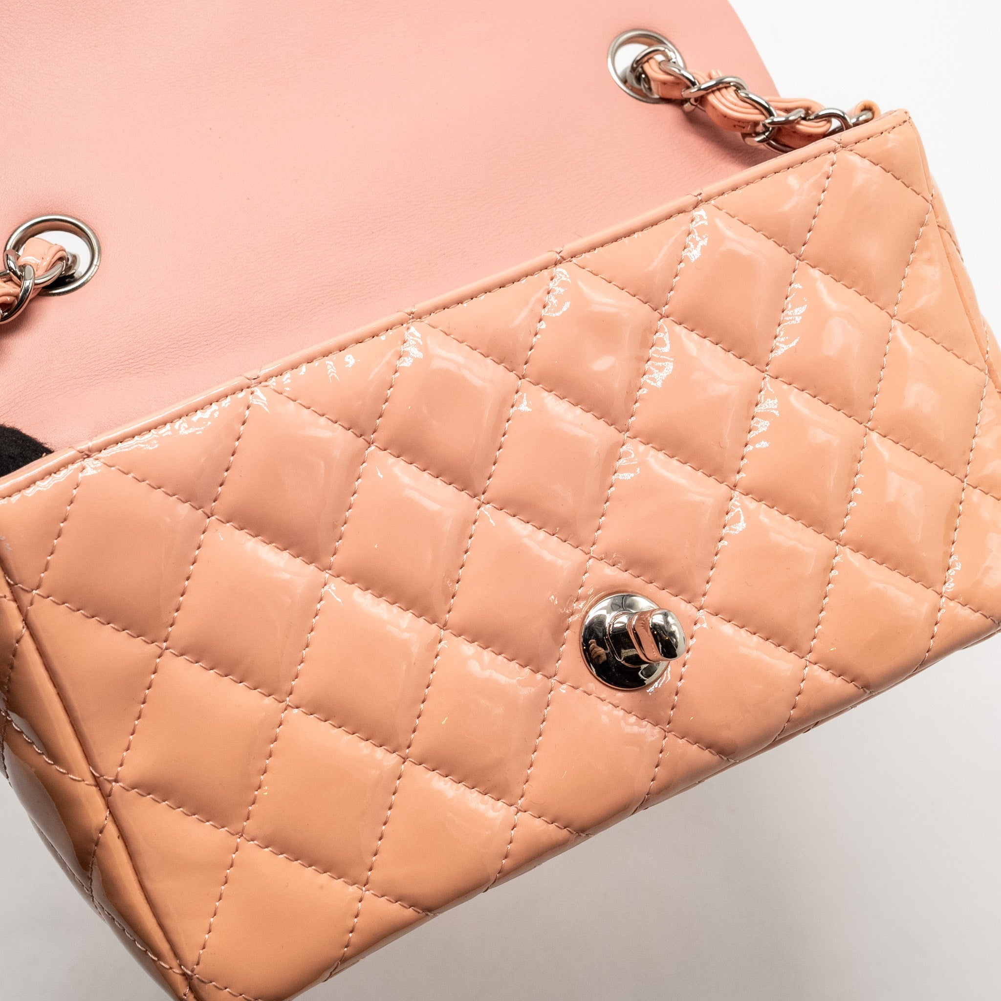 Chanel Mini Rectangular Flap Bag Patent Pink