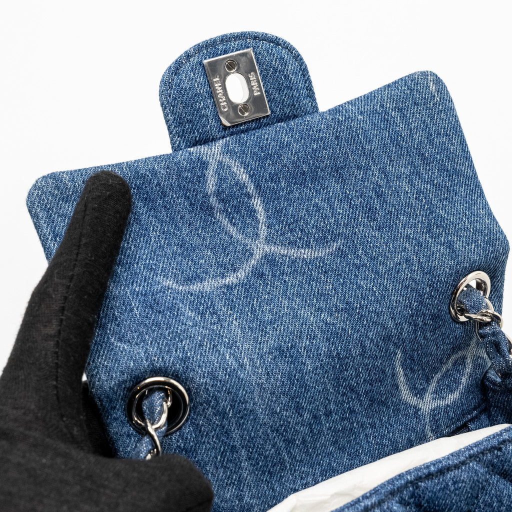 Chanel Mini Square flap bag denim blue