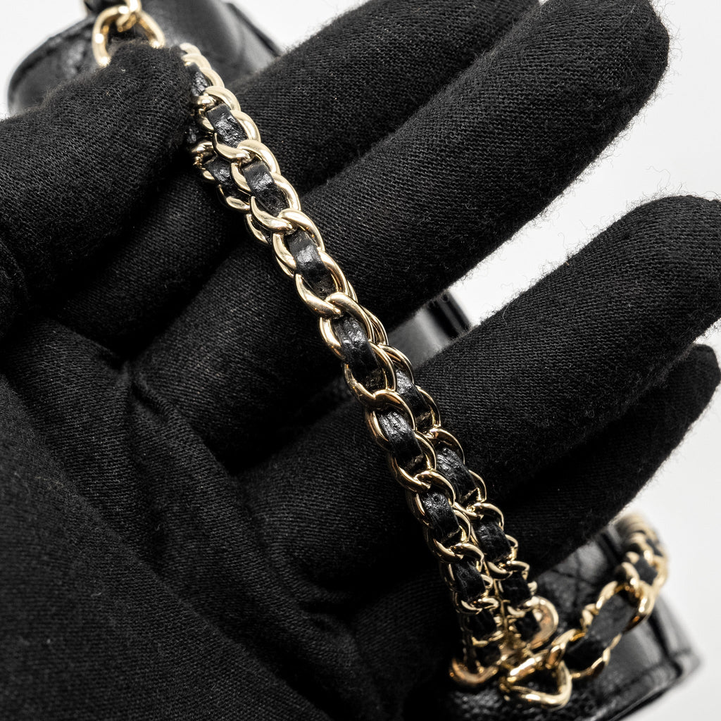 Chanel Top Handle Mini Flap Bag with Chain caviar black L (microchip)