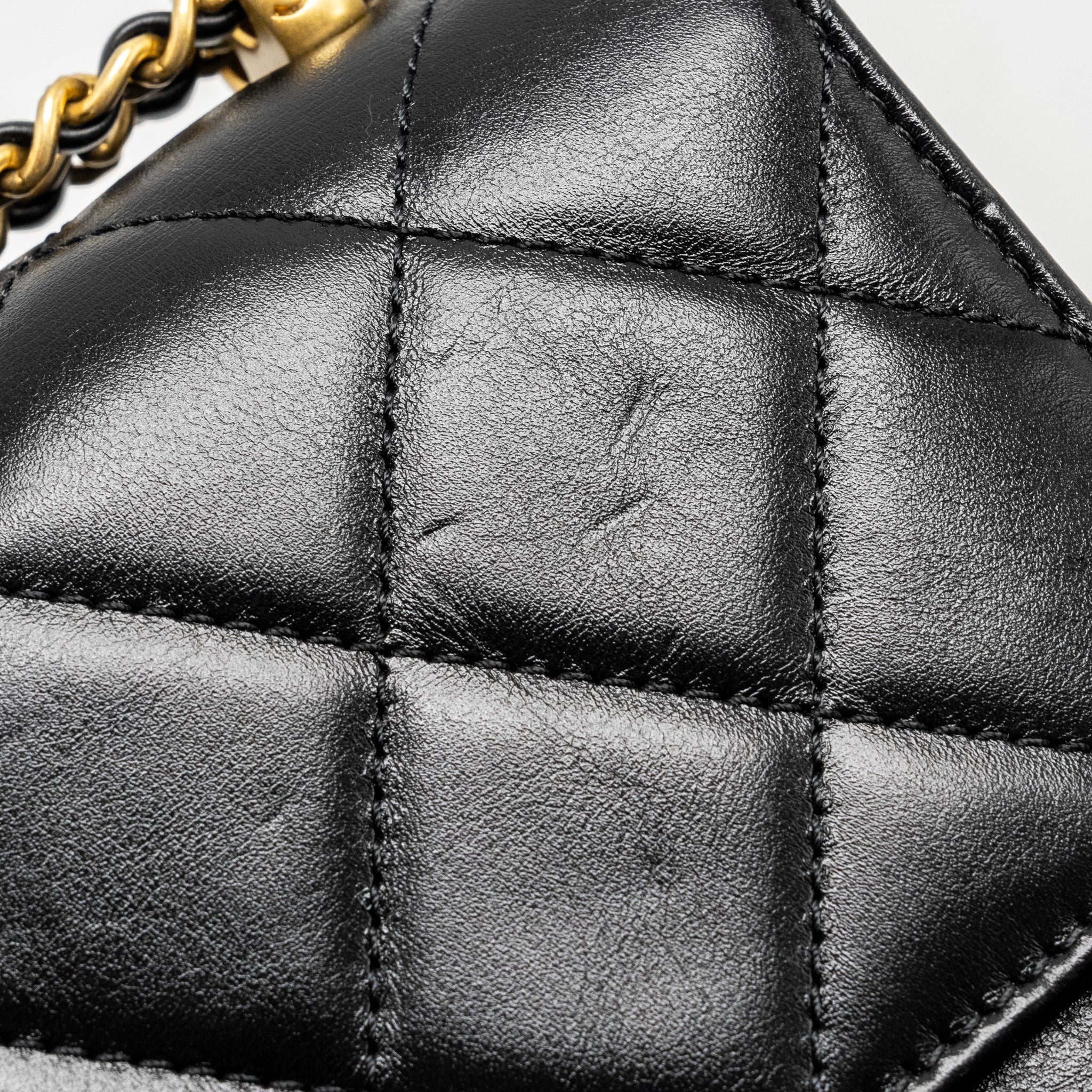 Chanel gold crush mini flap bag calfskin black  (microchip)