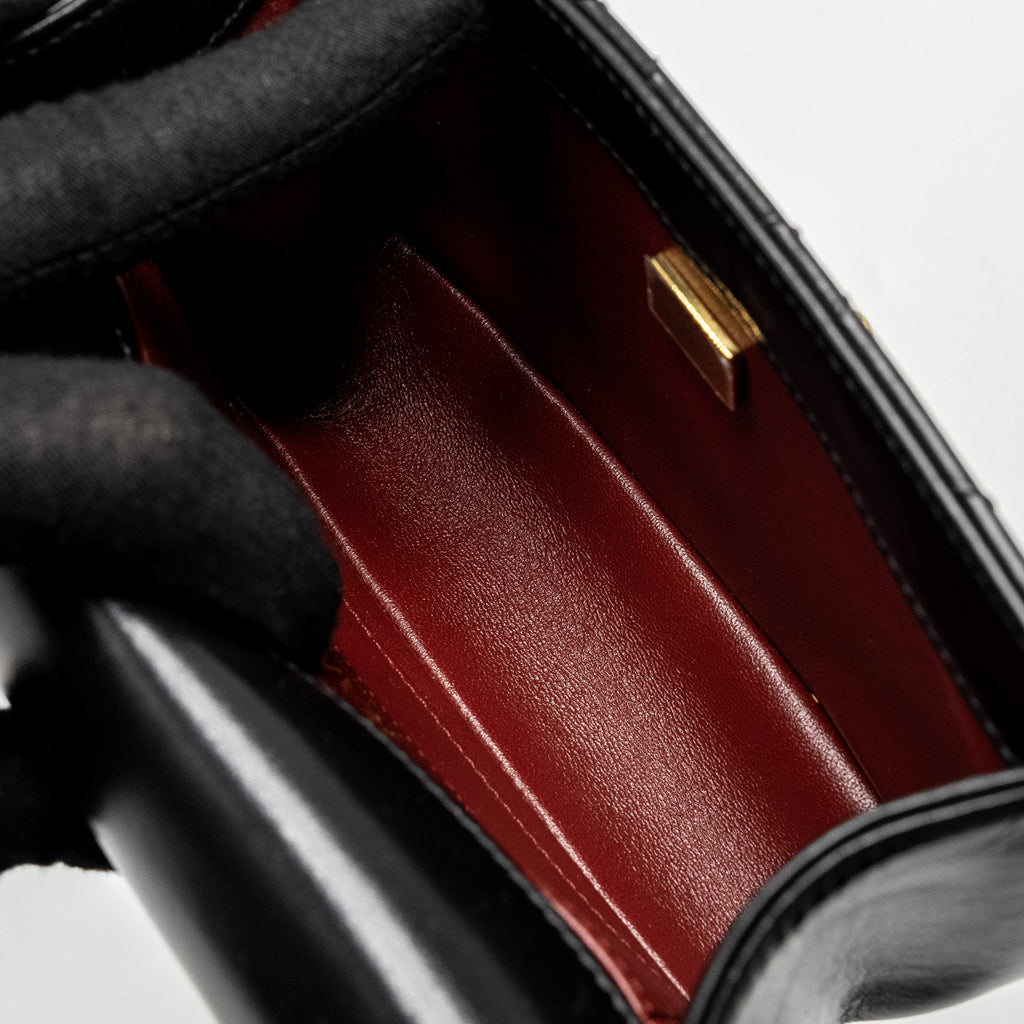 Chanel gold crush mini flap bag calfskin black  (microchip)