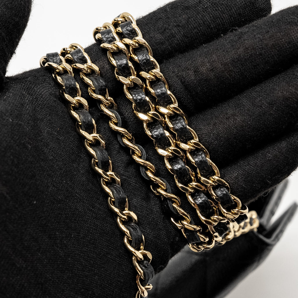 Chanel Detailed CC Logo Wallet on Chain Caviar Black  (Microchip)