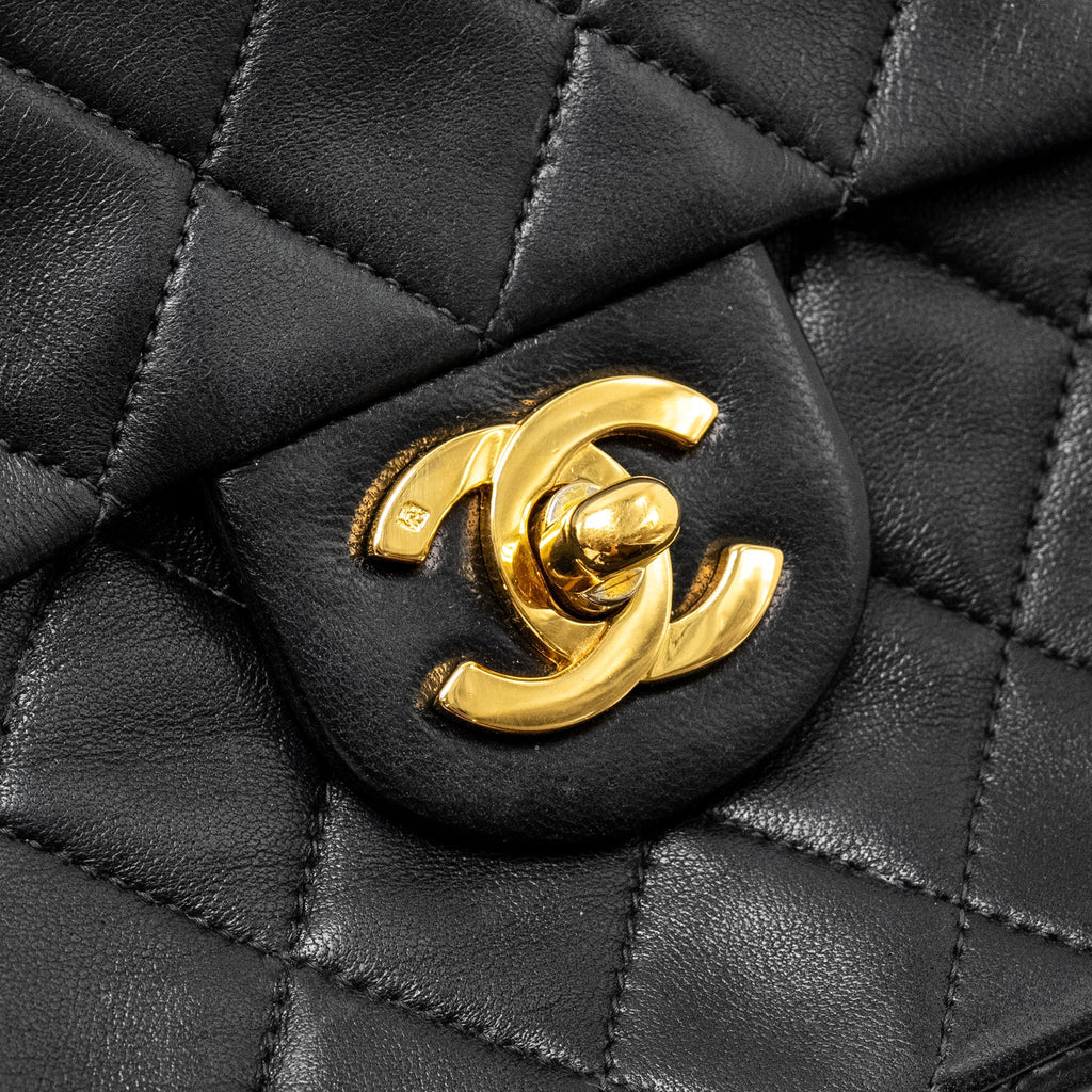 Chanel Vintage Mini Square Flap Bag Lambskin Black