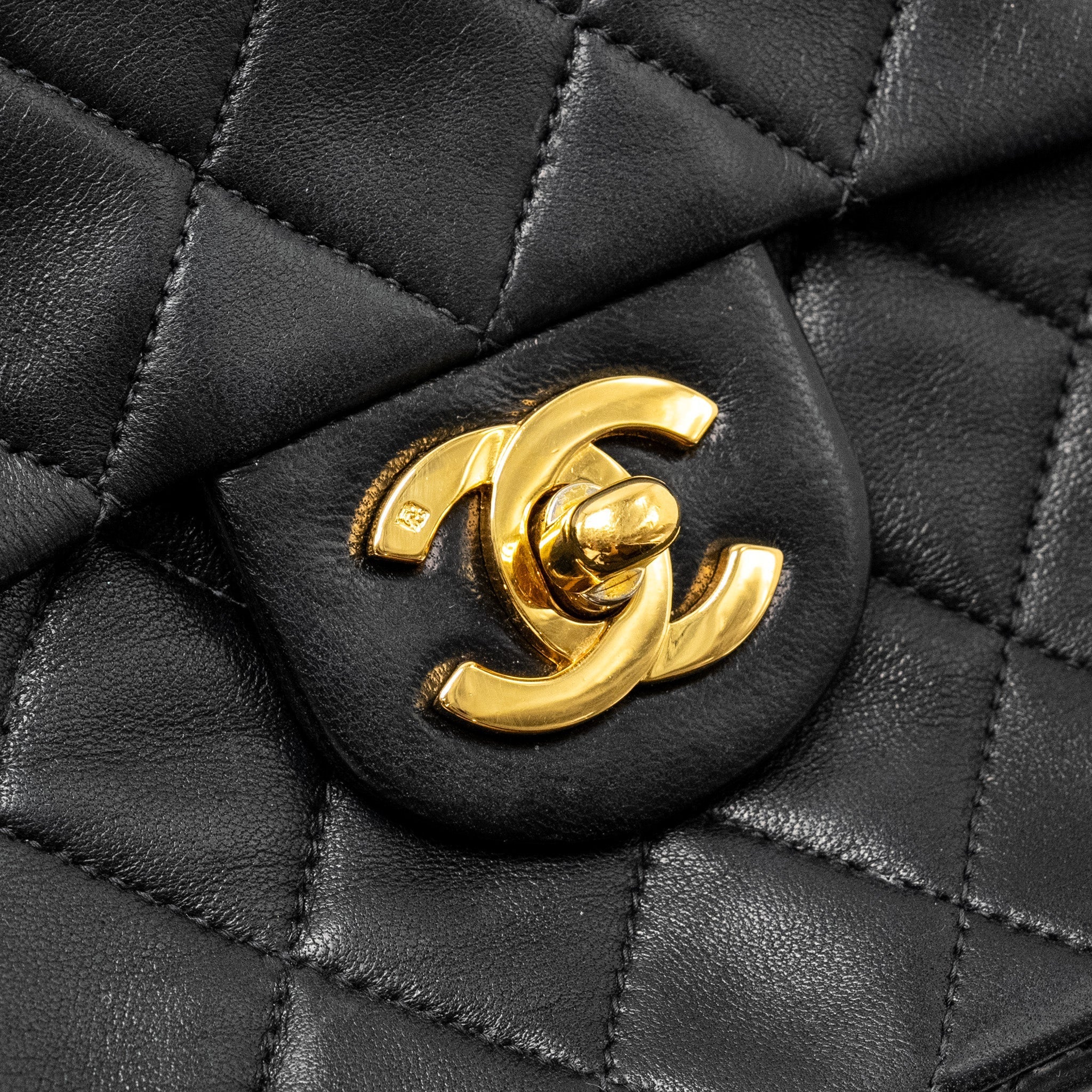 Chanel Vintage Mini Square Flap Bag Lambskin Black