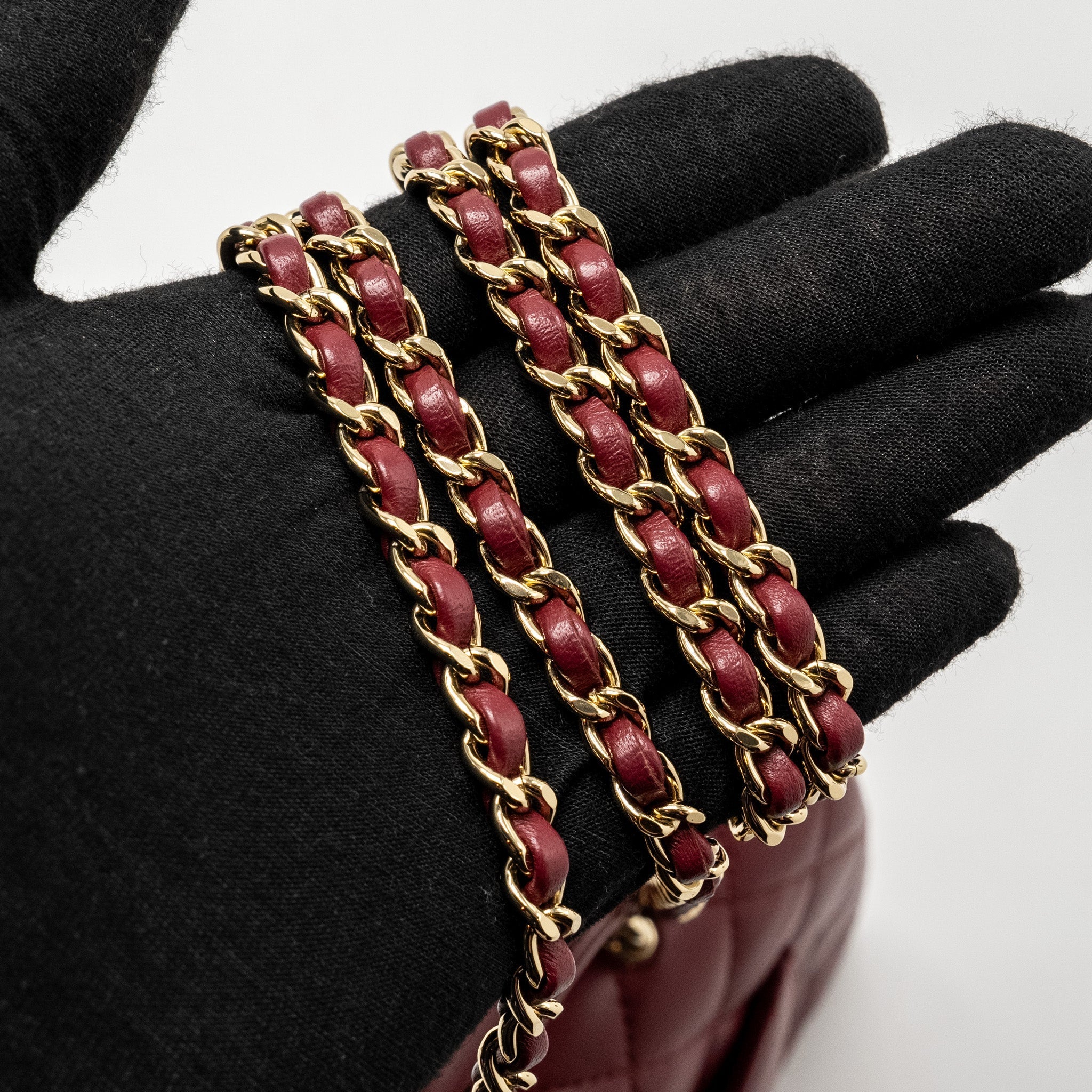 Chanel Top Handle Mini Rectangular Flap Bag Lambskin Burgundy L (Microchip)