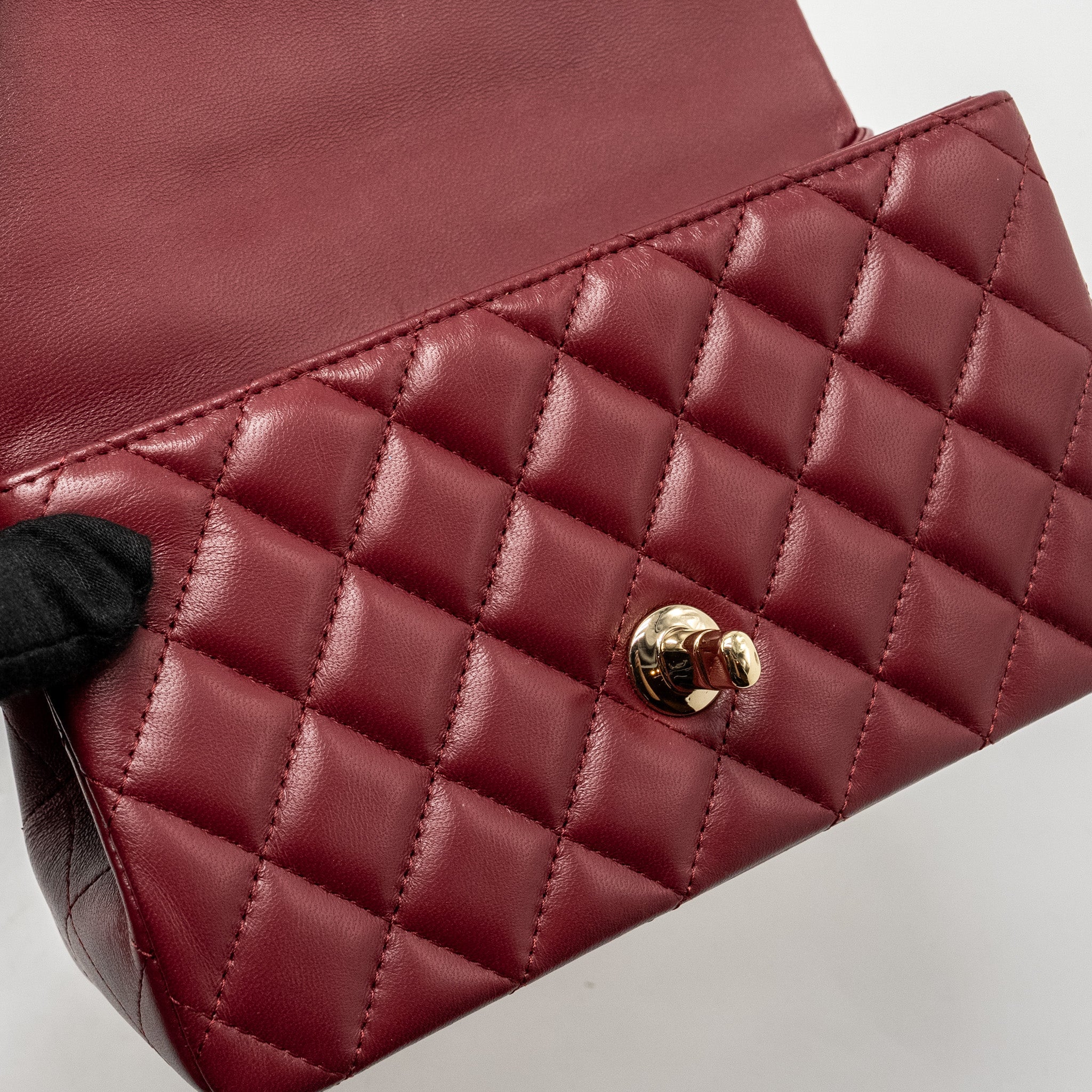 Chanel Top Handle Mini Rectangular Flap Bag Lambskin Burgundy L (Microchip)