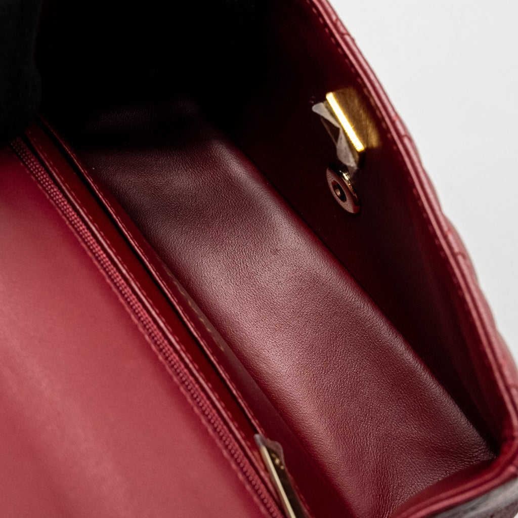 Chanel Top Handle Mini Rectangular Flap Bag Lambskin Burgundy L (Microchip)