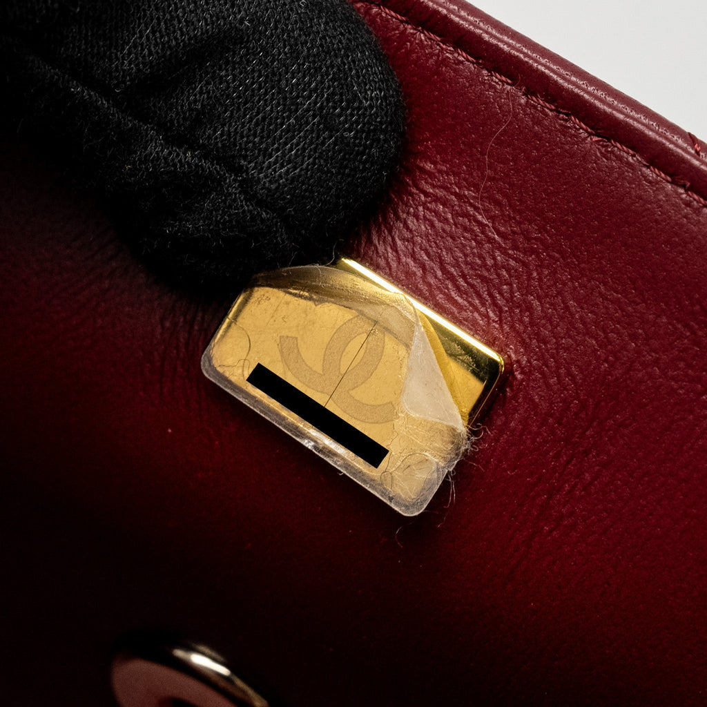 Chanel Top Handle Mini Rectangular Flap Bag Lambskin Burgundy L (Microchip)
