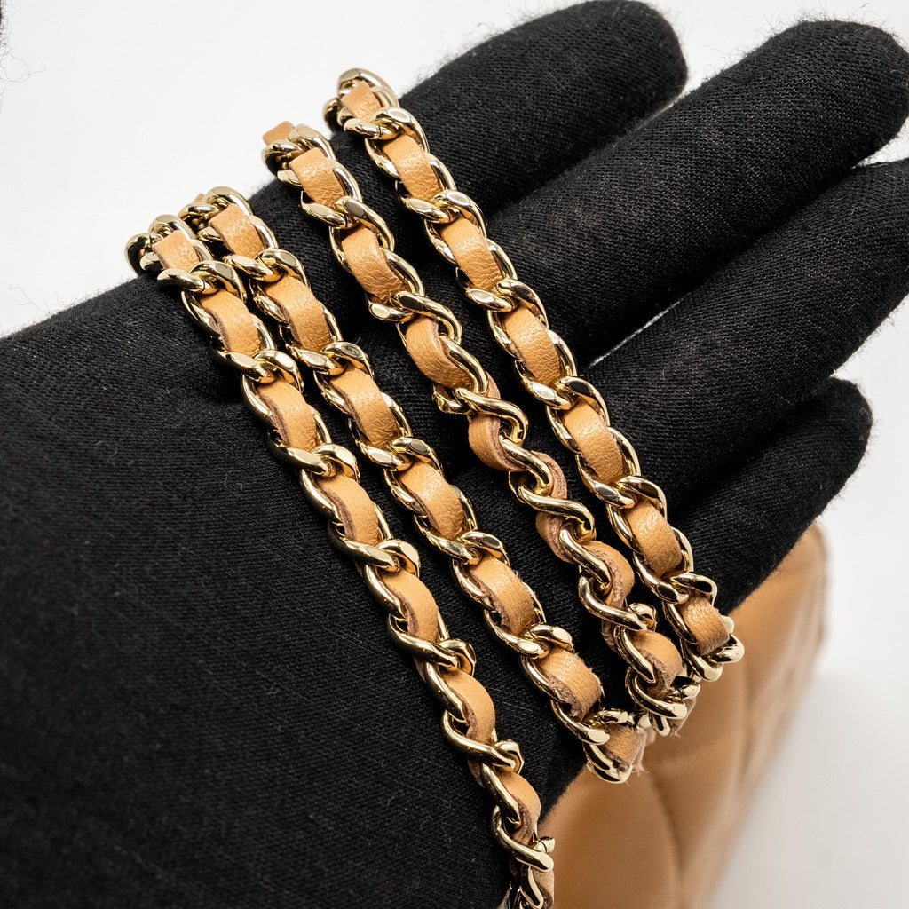 Chanel Top Handle Mini Flap Bag Lambskin Caramel L (Microchip)