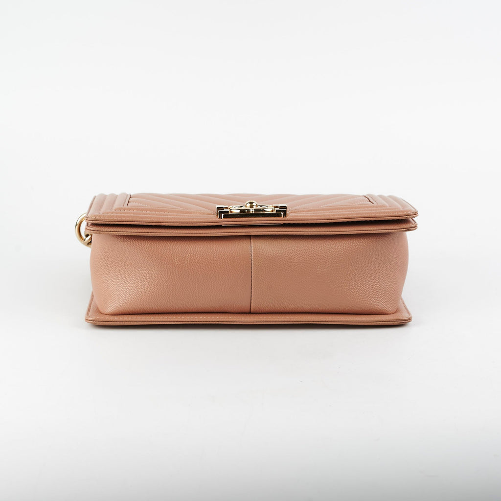 Chanel Old Medium Boy Caviar Beige