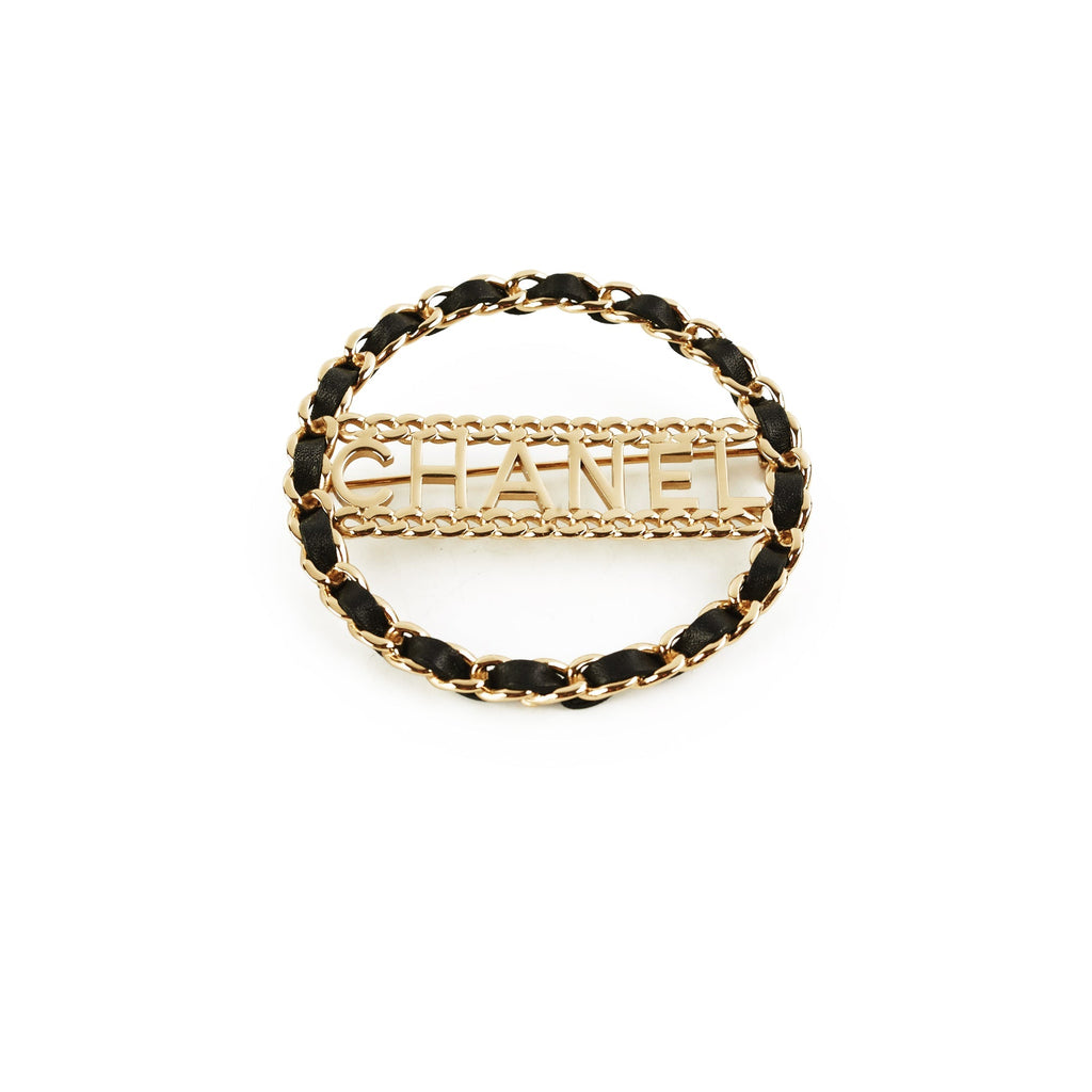 Chanel CC Round Black/Gold Brooch