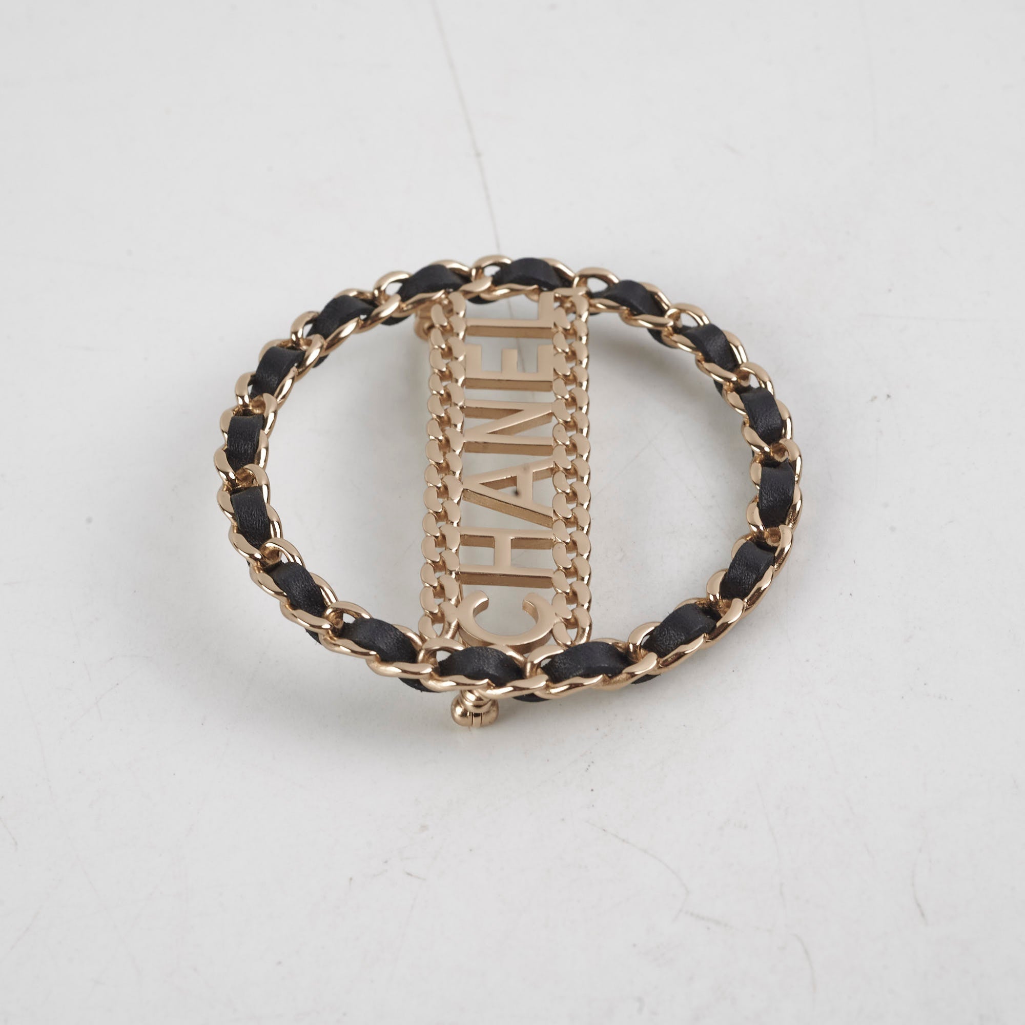 Chanel CC Round Black/Gold Brooch