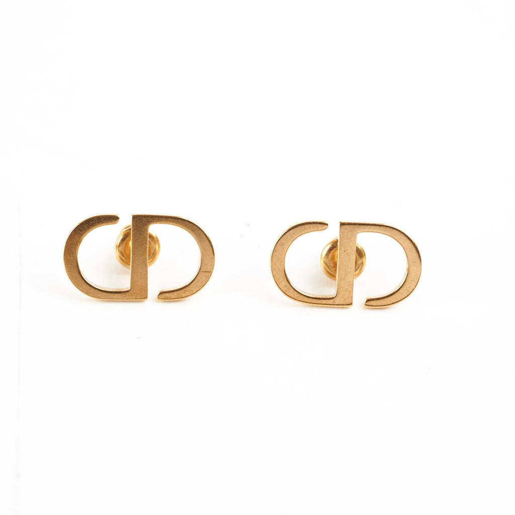 Christian Dior CD Logo Gold Earrings Costume Jewellery