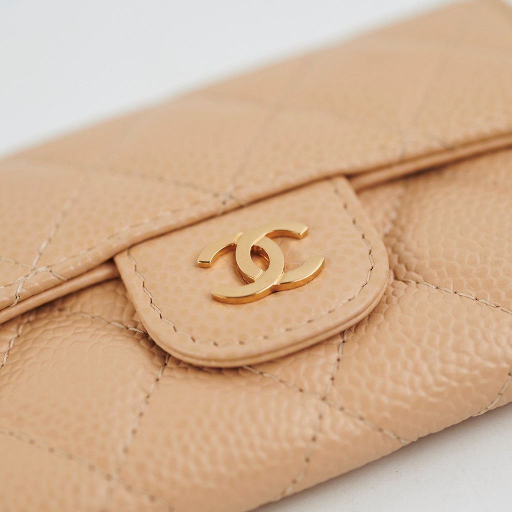 Chanel Card Holder Beige Caviar