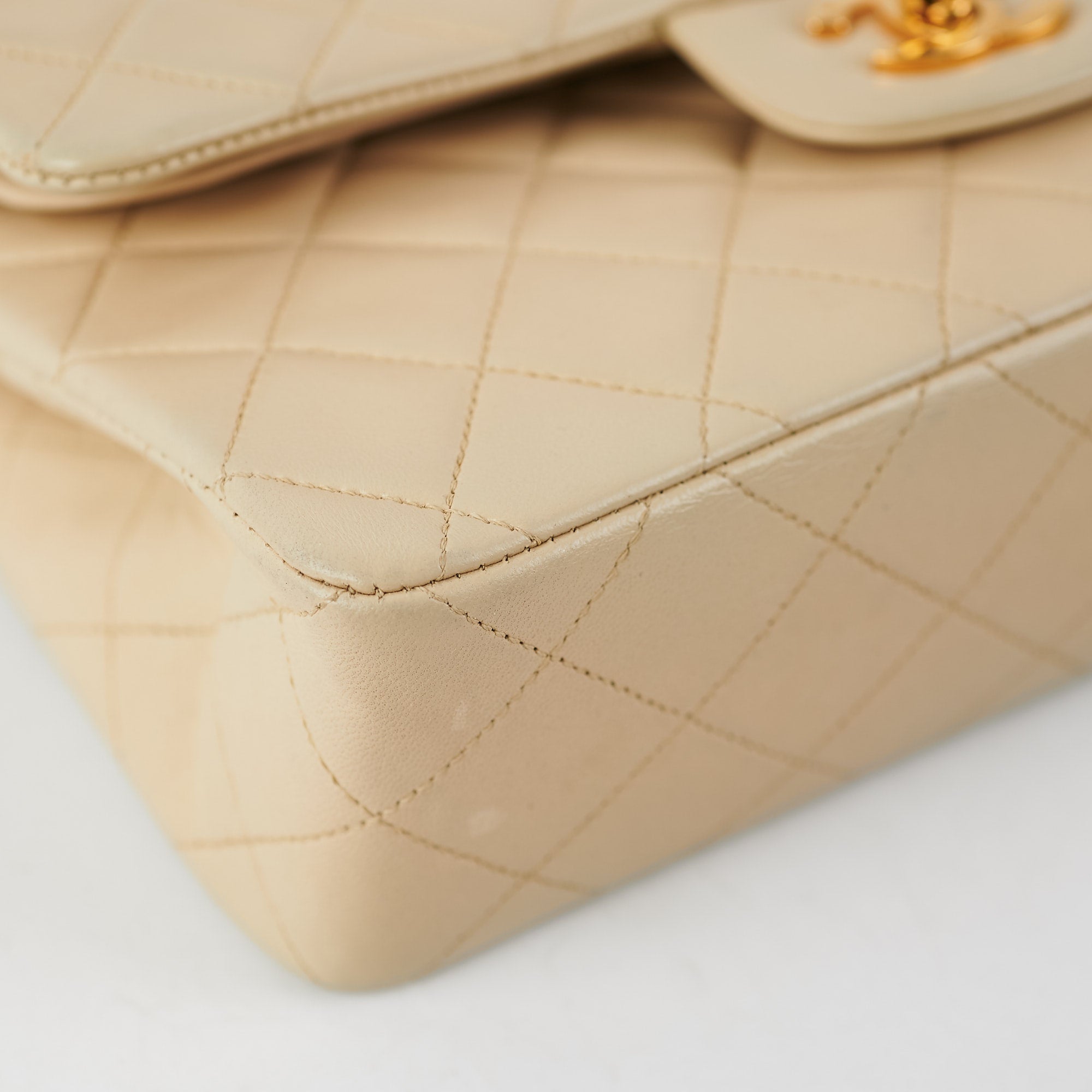 Chanel Small Vintage Double Flap Lambskin Beige