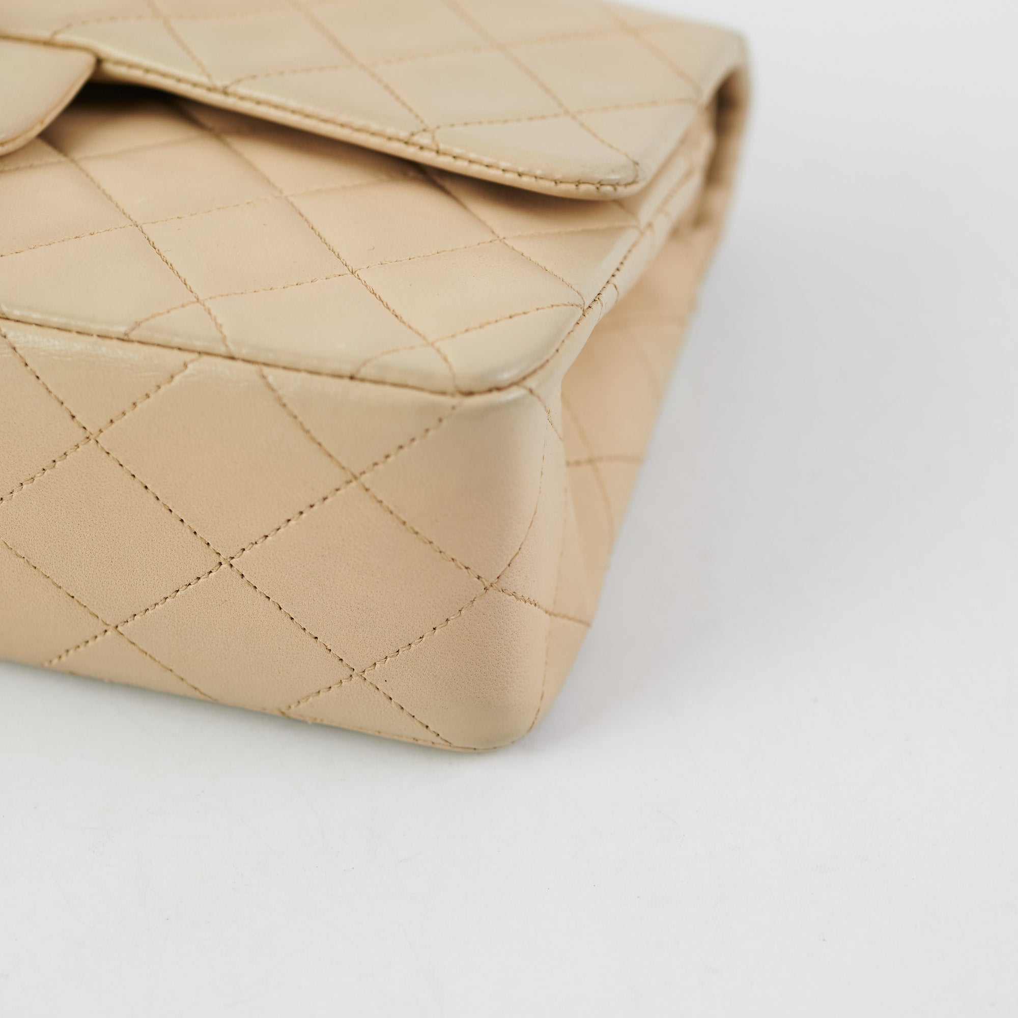 Chanel Small Vintage Double Flap Lambskin Beige