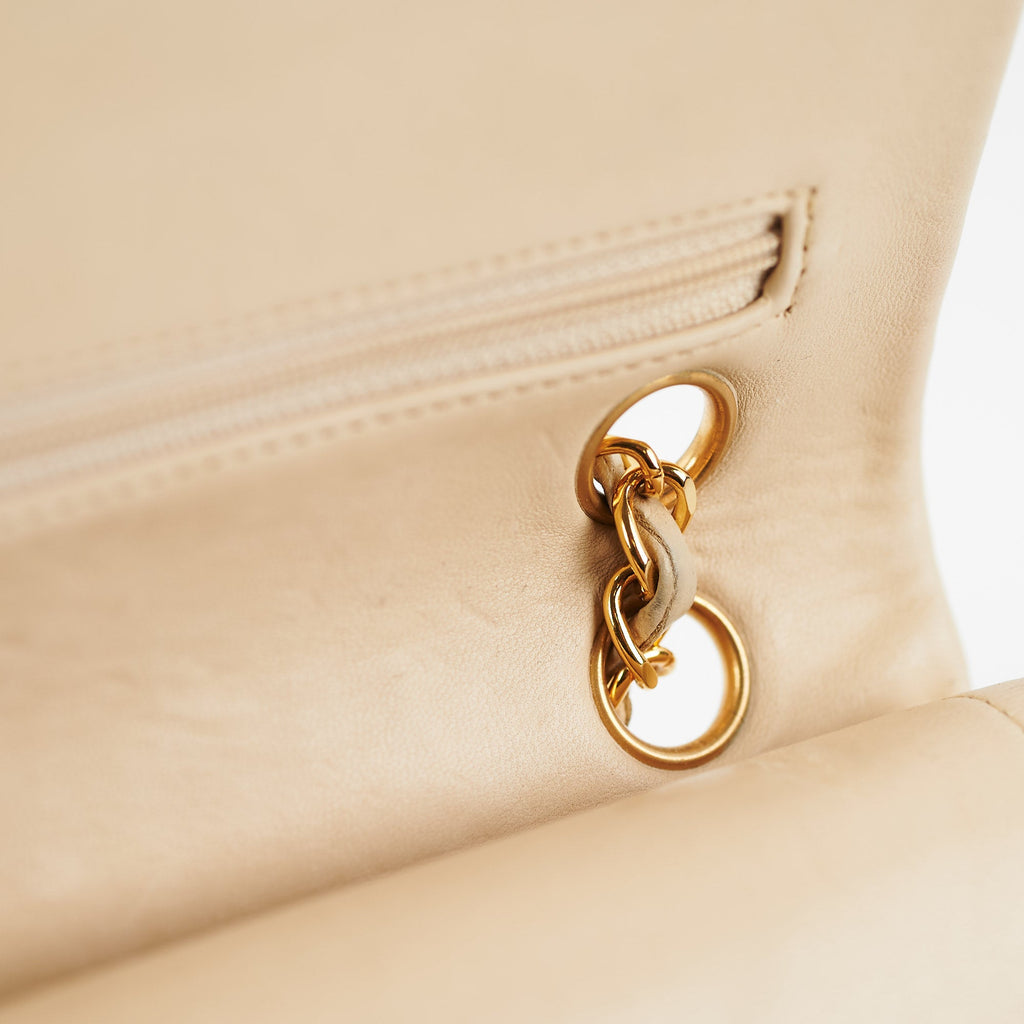 Chanel Small Vintage Double Flap Lambskin Beige
