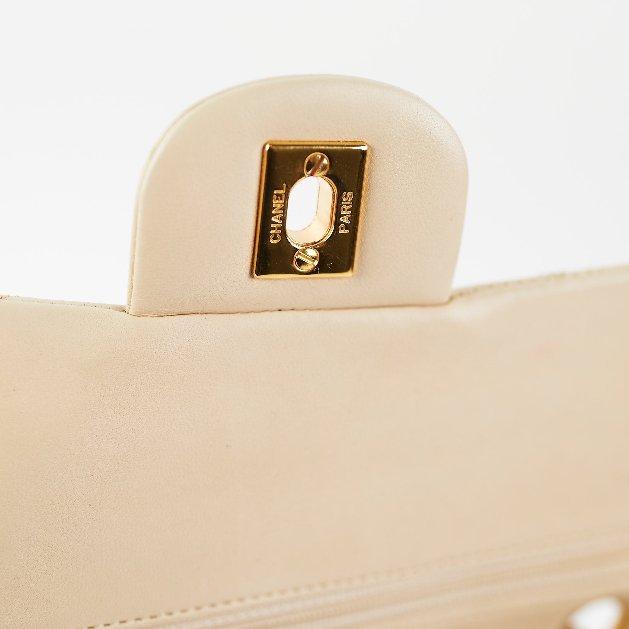 Chanel Small Vintage Double Flap Lambskin Beige