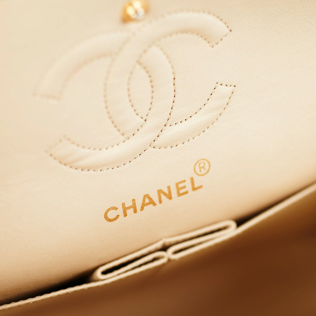 Chanel Small Vintage Double Flap Lambskin Beige