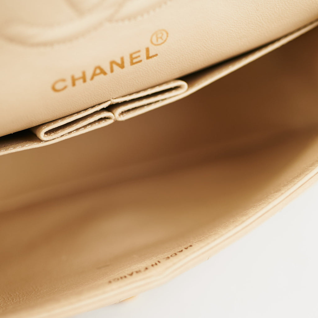 Chanel Small Vintage Double Flap Lambskin Beige
