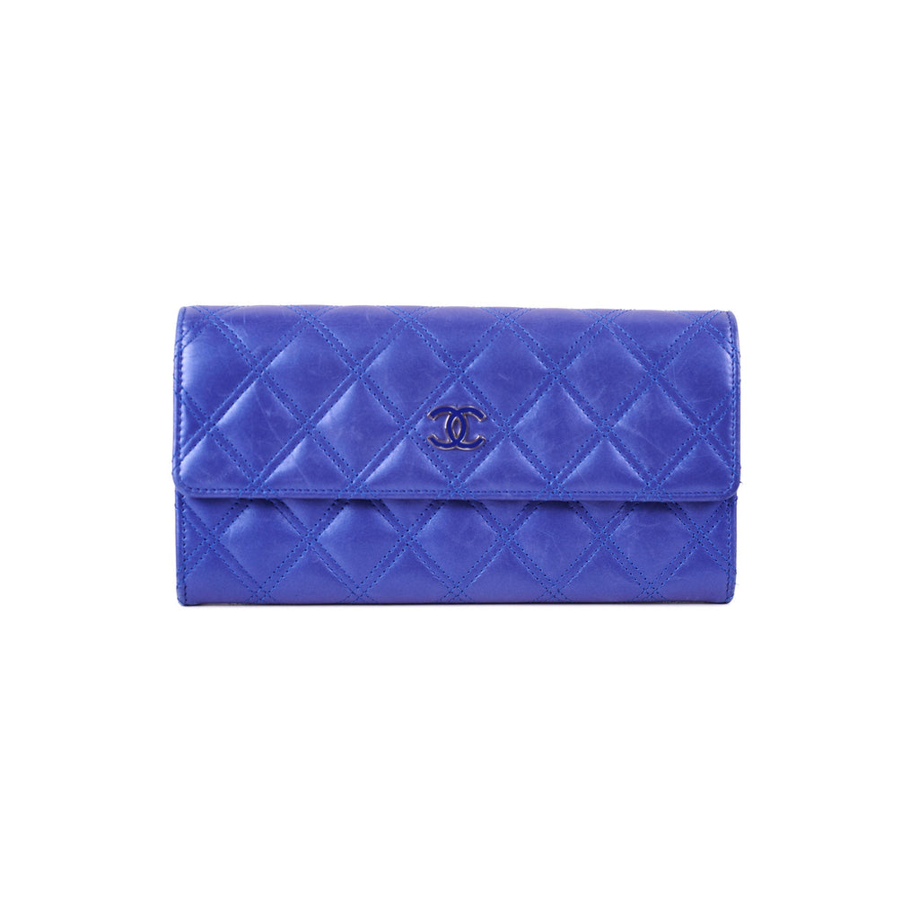 Chanel Long Wallet Blue Lambskin