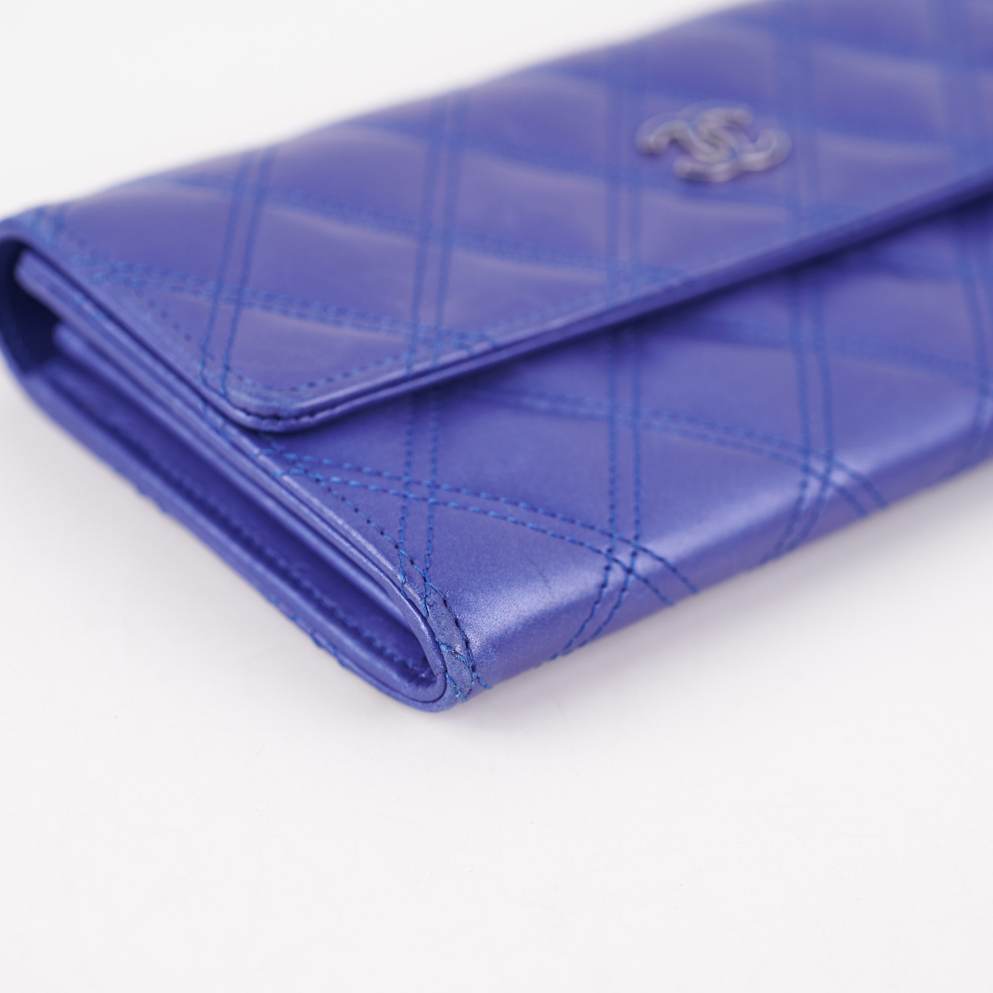 Chanel Long Wallet Blue Lambskin