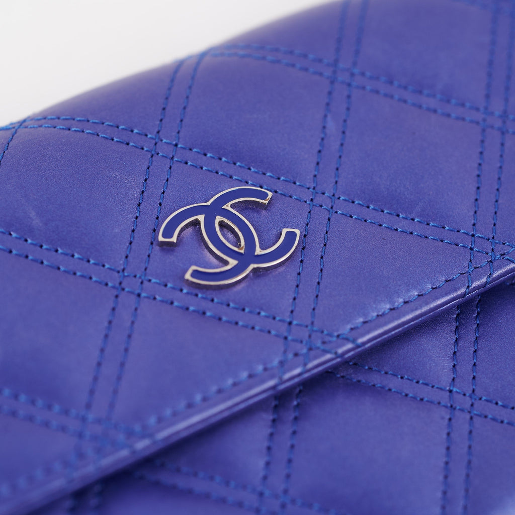 Chanel Long Wallet Blue Lambskin