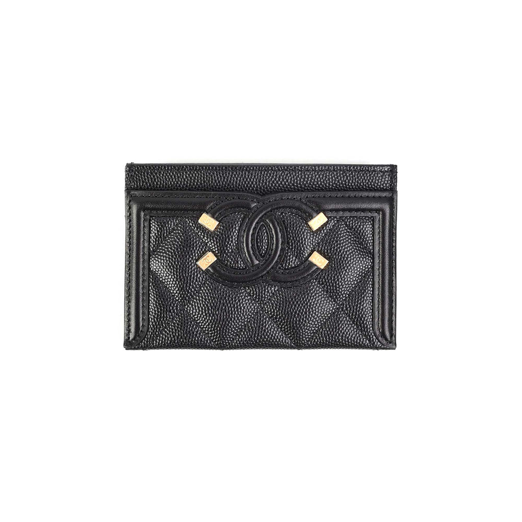 Chanel Card Holder Black Filigree