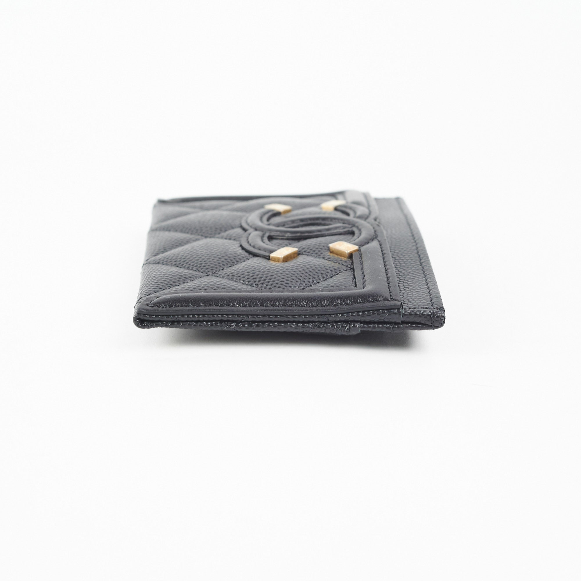 Chanel Card Holder Black Filigree