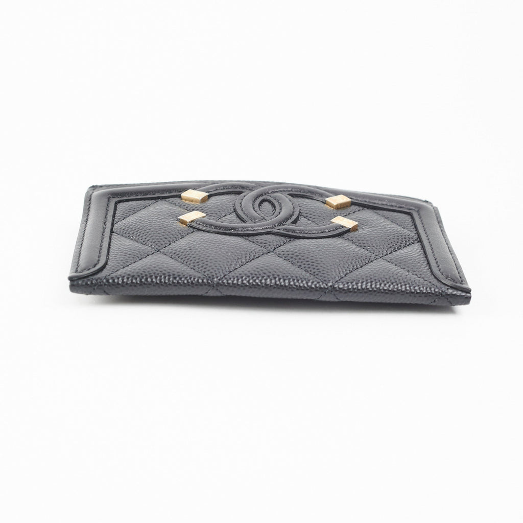 Chanel Card Holder Black Filigree