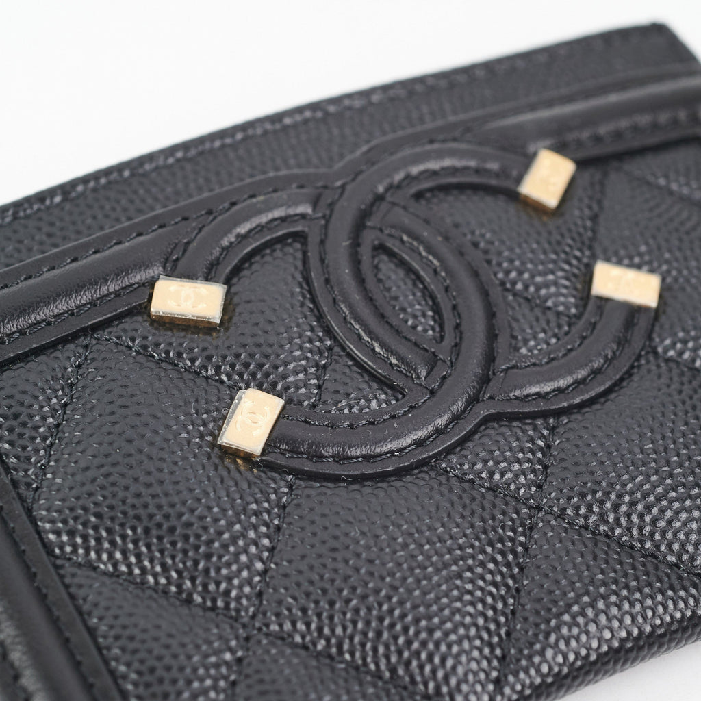 Chanel Card Holder Black Filigree