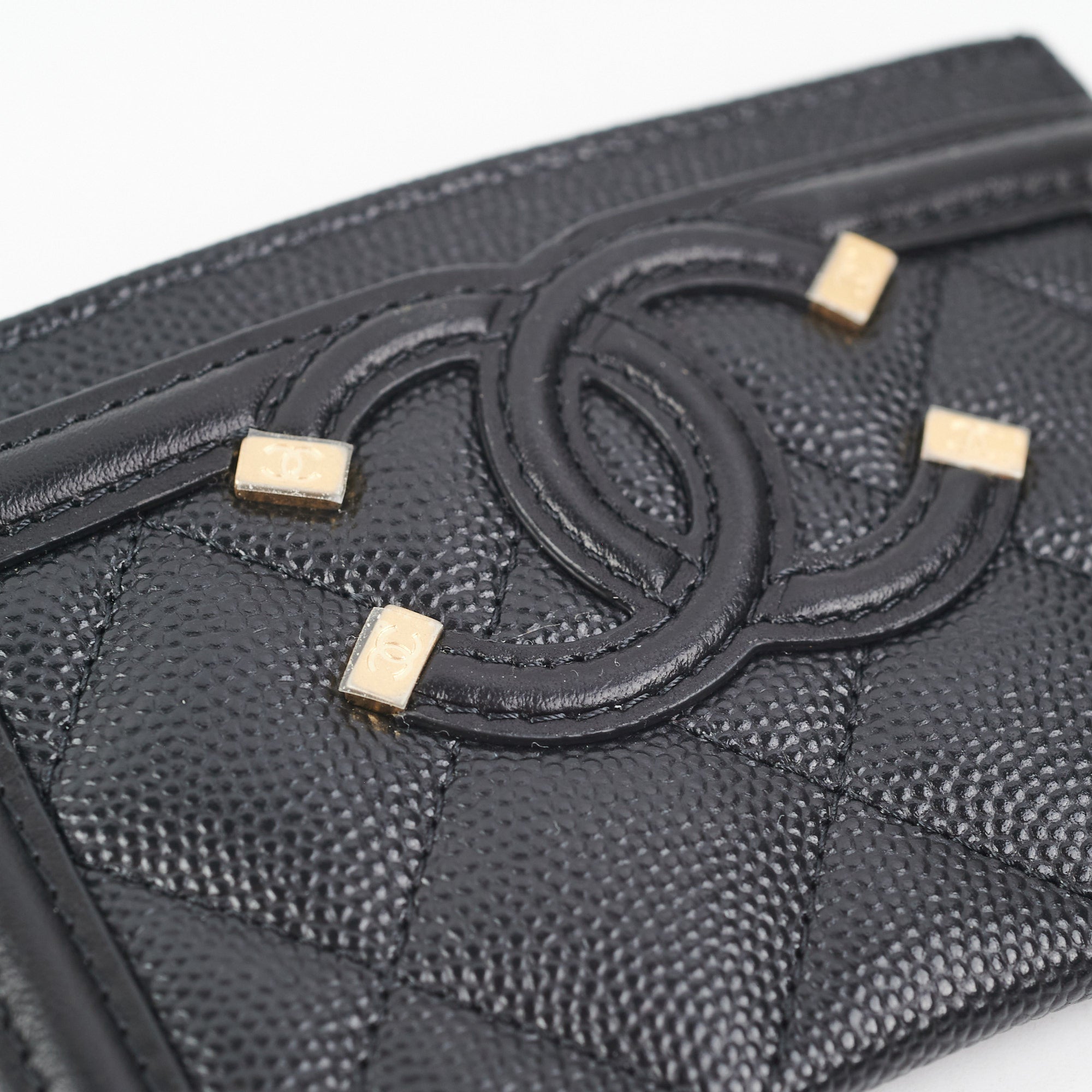 Chanel Card Holder Black Filigree