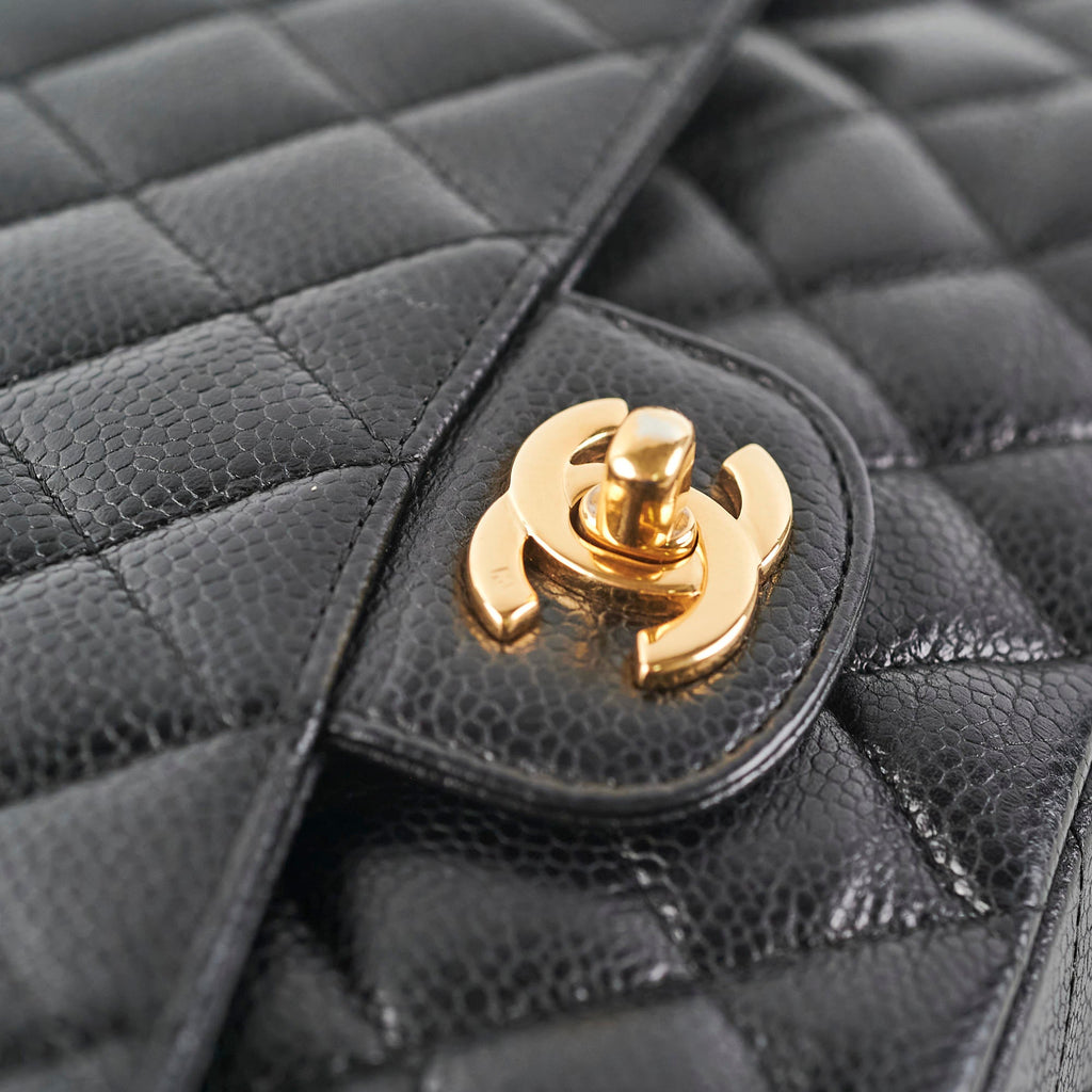 Chanel Medium/Large Caviar Classic Double Flap Black HOLD BC