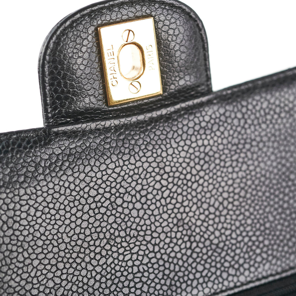 Chanel Medium/Large Caviar Classic Double Flap Black HOLD BC