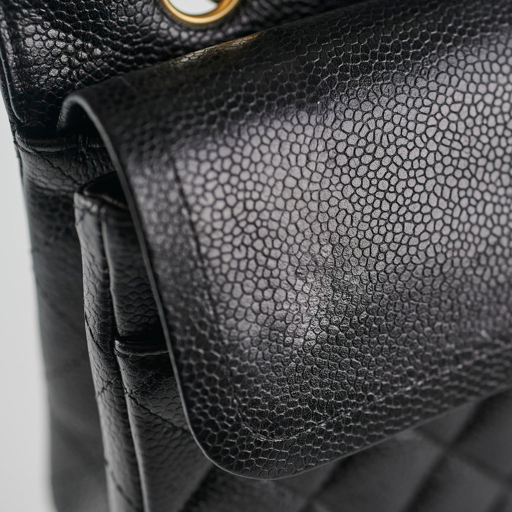 Chanel Medium/Large Caviar Classic Double Flap Black HOLD BC