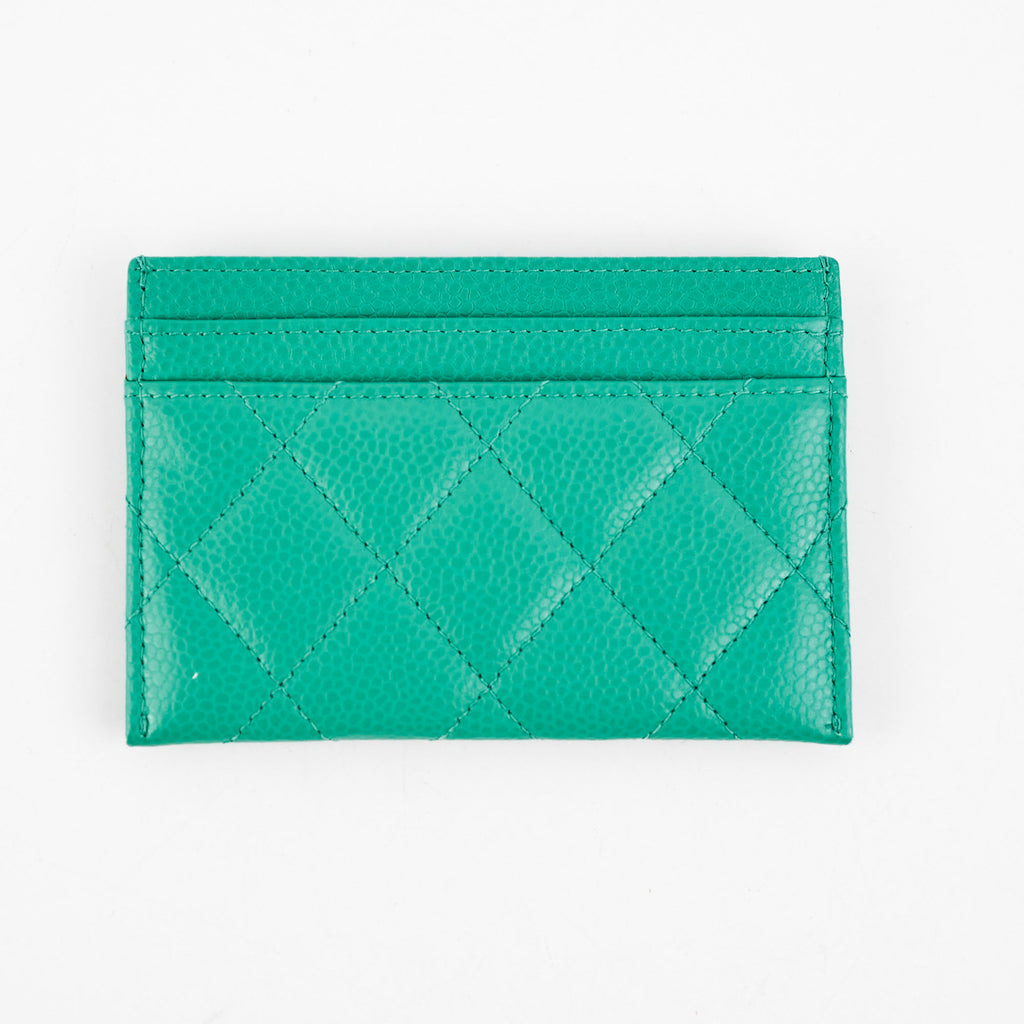 Chanel Caviar Card Holder Sea Green